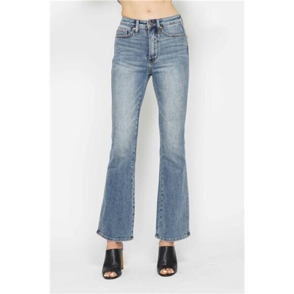 Judy Blue Full Size Tummy Control Back Embroidered‎ Pocketed Bootcut Jeans Plus - Picture 7 of 16